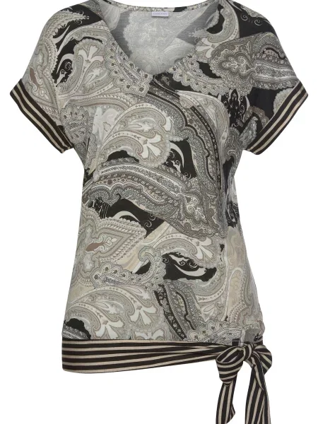 LASCANA Tricou gri / gri taupe negru