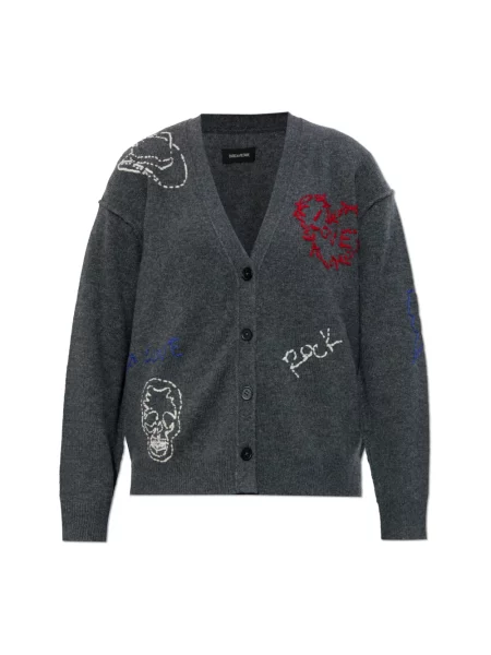 Kardigan Zadig & Voltaire z kaszmiru szary