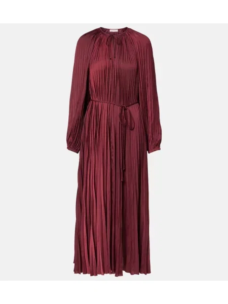 Rochie midi Ulla Johnson din satin până la genunchi de costum bordo