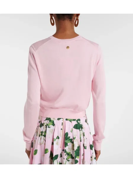 Hodvábny orezané kardigán Carolina Herrera ružová