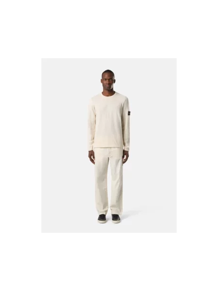 Sweter Stone Island z dekoltem w serek z kamieniami beżowy