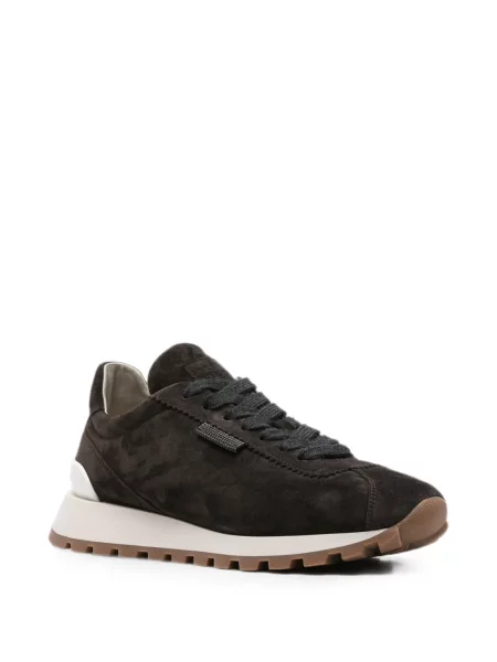 Sneakerși Brunello Cucinelli din piele de căprioară maro
