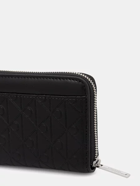 Portofel Calvin Klein Emblem Aop Embossed Zip Around negru