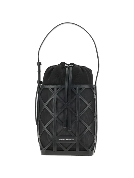 Geantă bucket Emporio Armani cu imprimeu geometric negru
