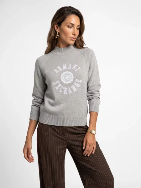 ARMANI EXCHANGE Sveter kamenná / biela béžová