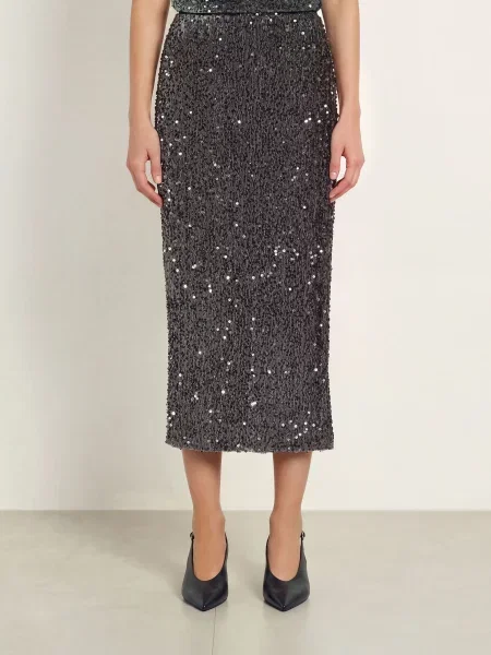 Ted Baker Sametová Sukně Sereni S Flitry tmavě šedá