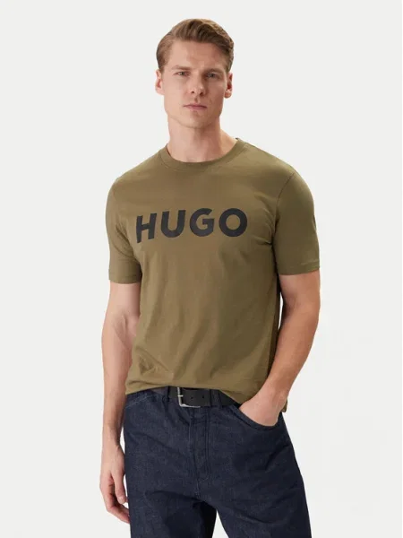 HUGO Tricou Dulivio oliv / negru kaki