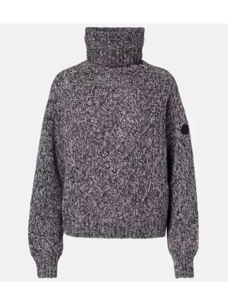 Pulover cu guler înalt heláncă Moncler din lână alpaca gri