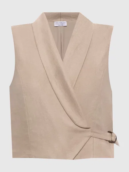 Жилет з льону Brunello Cucinelli бежевий