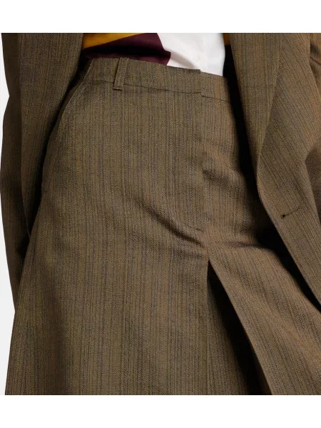 Fustă midi Dries Van Noten de mătase până la genunchi galben