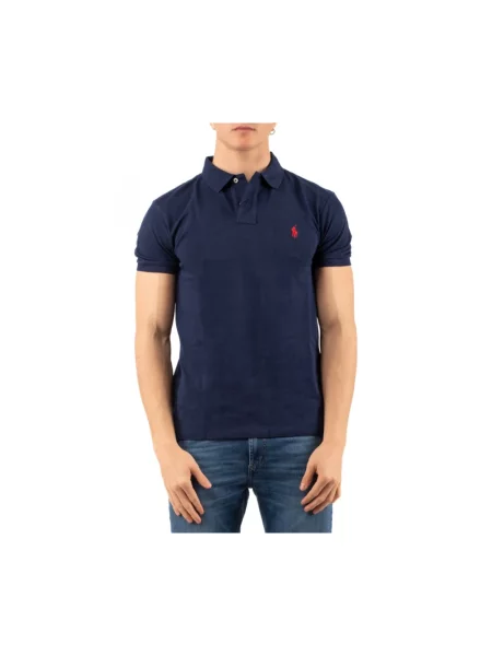 Koszulka polo o kroju slim fit z wyhaftowanym logo Polo Ralph Lauren niebieska