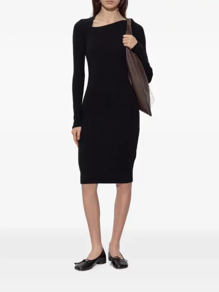 Lung rochie midi Mm6 Maison Margiela asimetrică negru