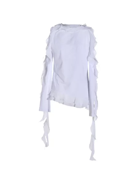 Top Blumarine cu volane alb