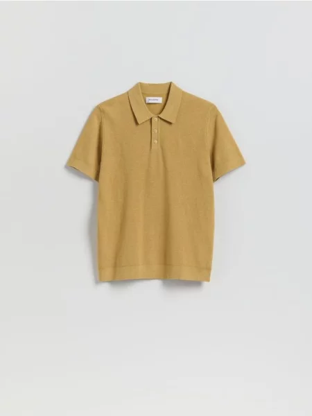 Reserved Pulover cu guler polo cu adaos de galben-muștar galben