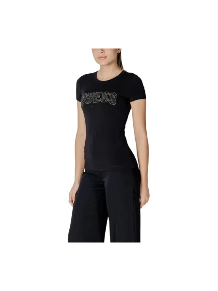 T-shirt z wyhaftowanym logo Guess czarna