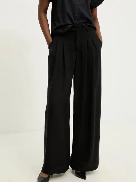 Панталон Answear Lab с широка каройка с висока талия черно