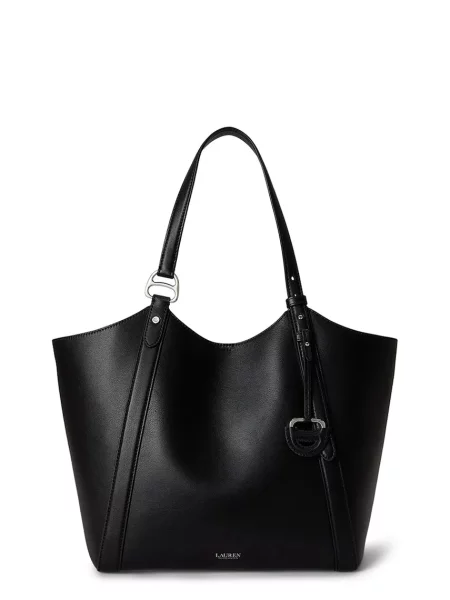 Τσάντα shopper Lauren Ralph Lauren με γούνα μαύρο