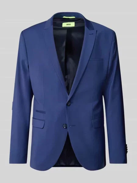 Marynarka w kroju slim fit na 2 z dodatkiem żywej wełny model Castello' Cinque niebieska