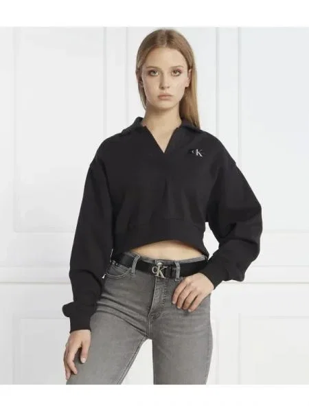 Calvin Klein Jeans Hanorac LABEL POLO COLLAR negru