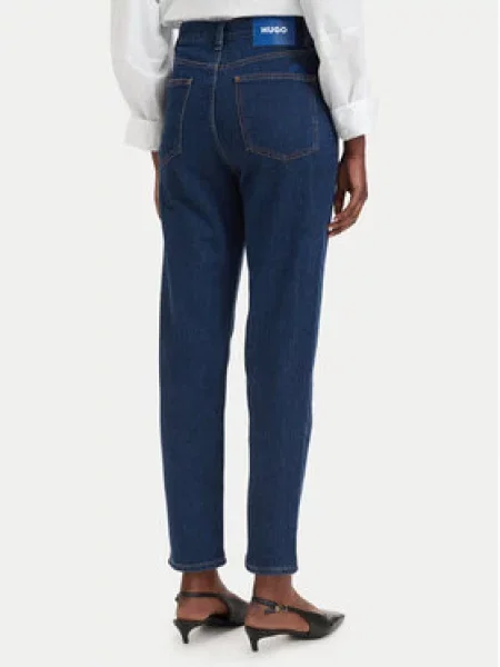 HUGO Jeans hlače Noe_B Mornarsko Mom Fit modra