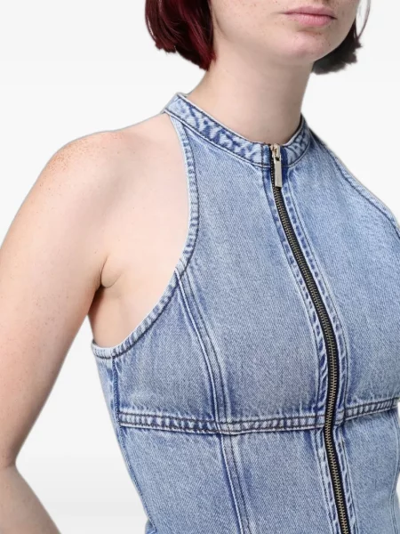 Rochie maxi Armani Exchange cu gât halter albastru