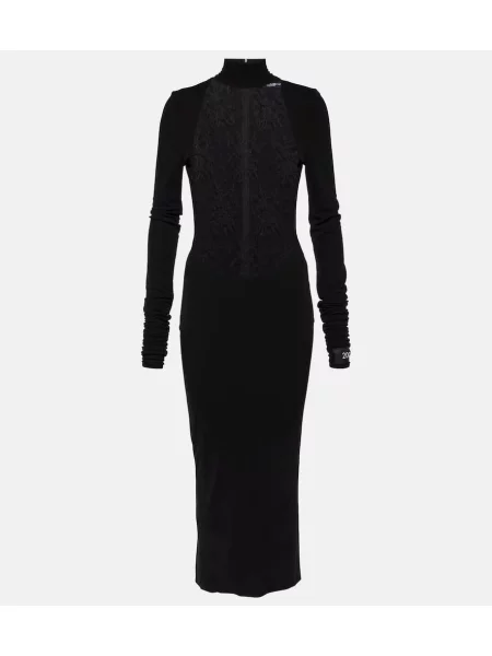 Rochie midi Dolce&gabbana din jerseu până la genunchi de costum negru