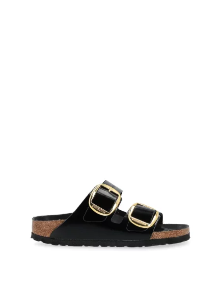 Birkenstock klapki skórzane Arizona Big Buckle czarne
