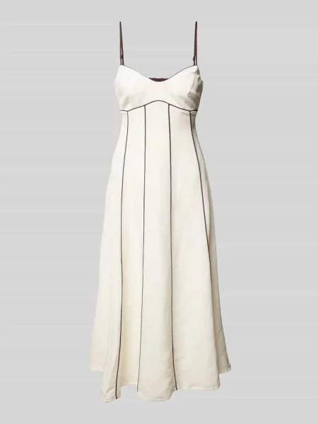 Sukienka koktajlowa lniana na cienkich ramiączkach Forever New biała