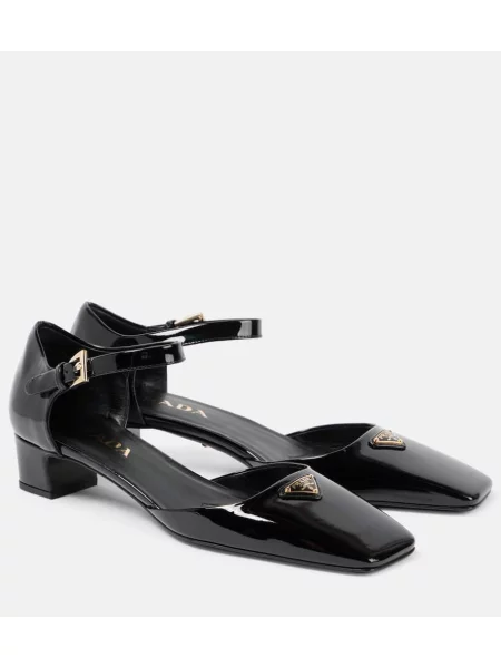 Usnjene lakirane salonarji Prada črna