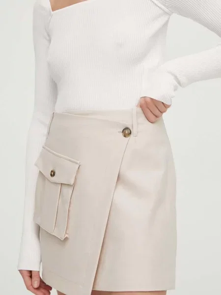 Спідниця з домішкою вовни Herskind mini пряма бежевий