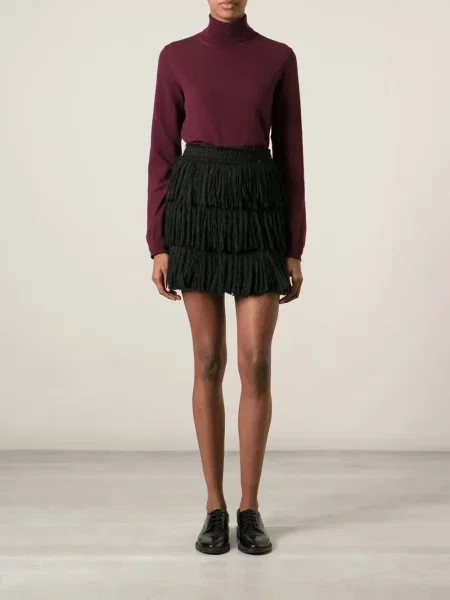 Fustă Lanvin cu franjuri negru