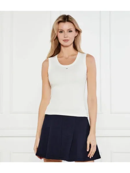 Top din denim Tommy Jeans alb