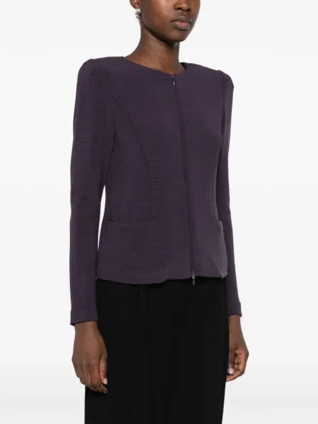 Geacă Emporio Armani tricotate violet