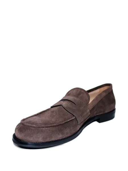 Pantofi loafer Kiton din piele de căprioară maro
