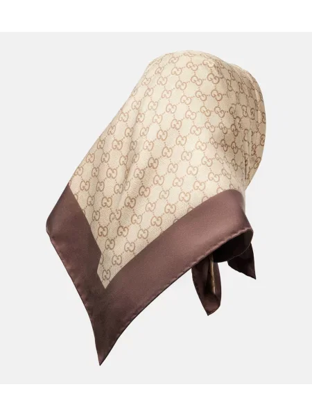 Fular Gucci de mătase cu imagine bej