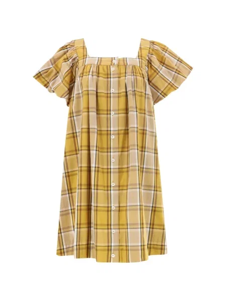 Sukienka mini Sea w kratkę garniturowa żółta