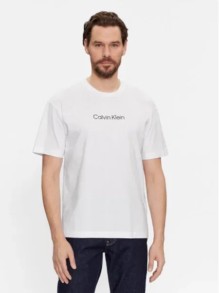 Тениска Calvin Klein с принт бяло