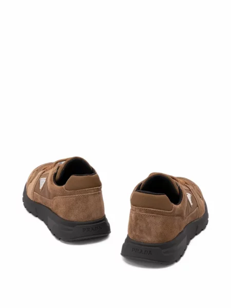 Sneakerși Prada din piele de căprioară maro