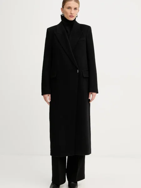 BOSS palton de cașmir negru