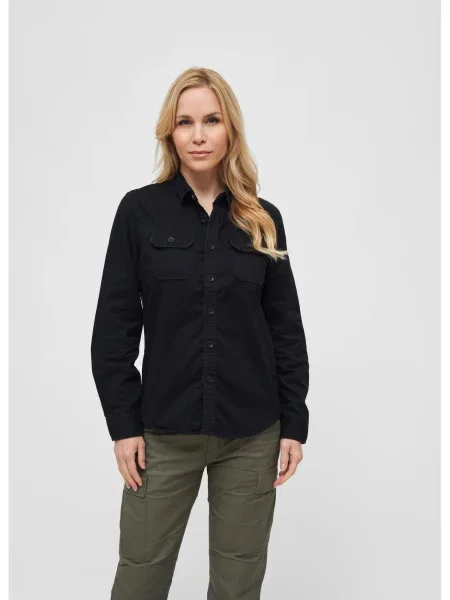 Długa koszula z długim rękawem Brandit z długim rękawem retro czarna