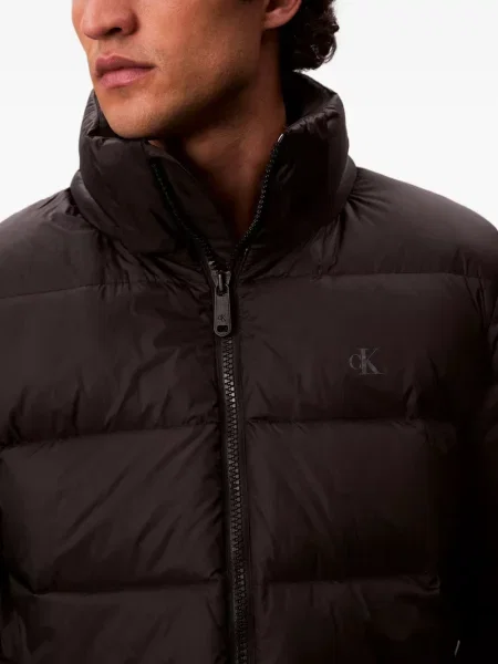 Geacă de blugi Calvin Klein Jeans cu glugă negru