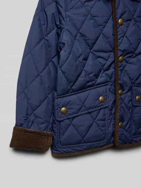 Pikowana kurtka z wyhaftowanym logo Polo Ralph Lauren Teens granatowa