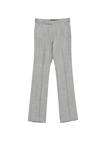 Pantaloni Tom Ford cu model herringbone negru