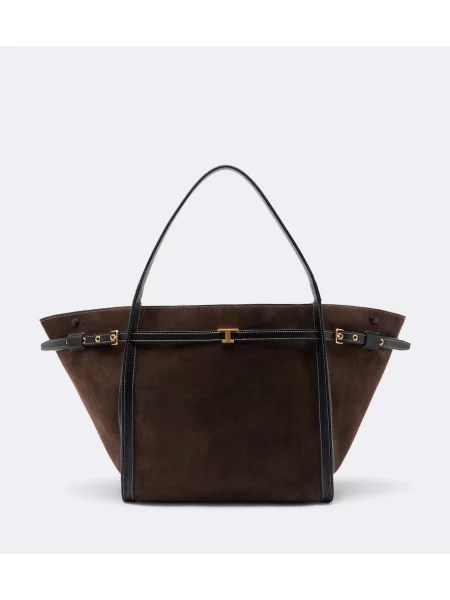 Geantă shopper Tod's din piele de căprioară maro