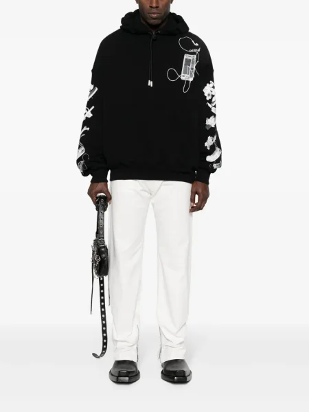 Egyenes szárú farmernadrág Off-white autogrammal fehér