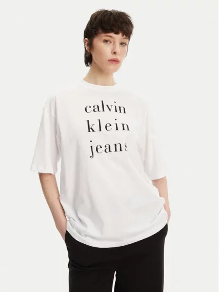 Krátké tričko Calvin Klein s krátkými rukávy bílé