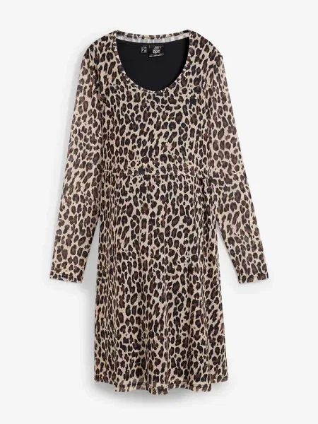 Sukienka ciążowa i do karmienia 2 w 1 w cętki leoparda brązowa