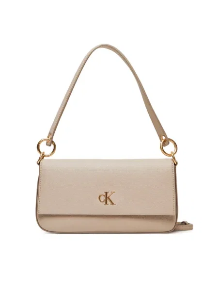 Дамска чанта Calvin Klein Minimal Monogram Shoulder Pouch Екрю бежово