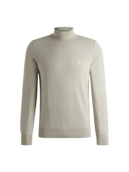 Sweter z golfem Boss Orange z logo beżowy