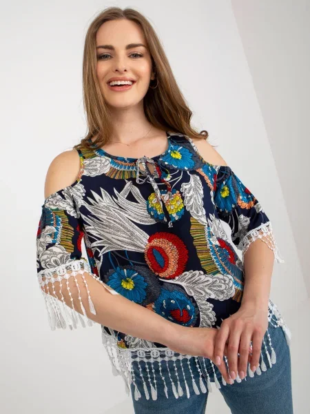 Блуза Fashionhunters синьо